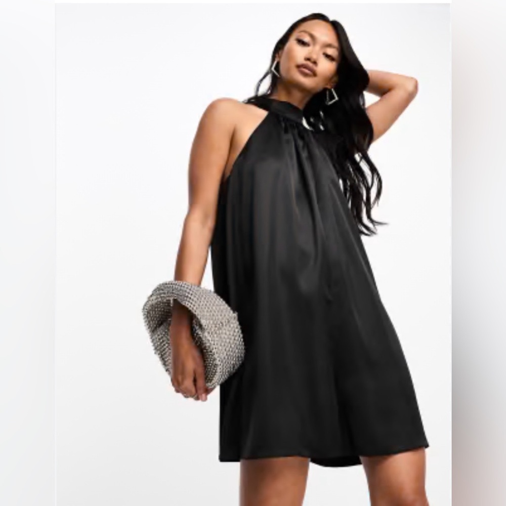 Naked Zebra Black Halter High Neck Romper Shorts L Sexy Party Edgy Elegant NWT